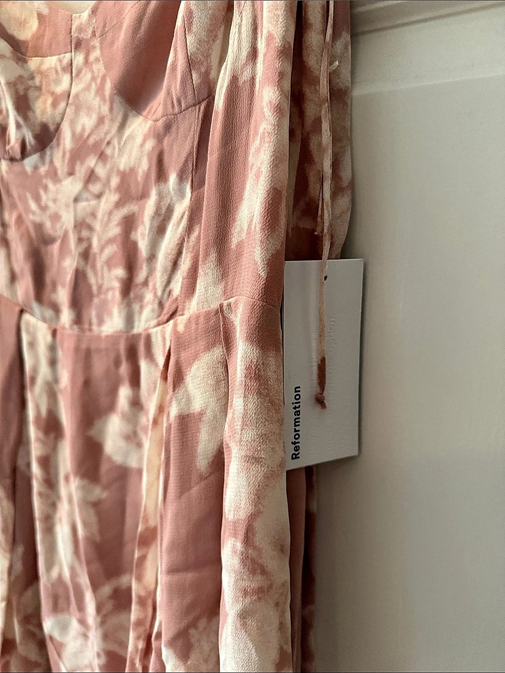 Reformation Jaelyn Dress Floral Midi Dress Pink & White Size 8 - Picture 2 of 8